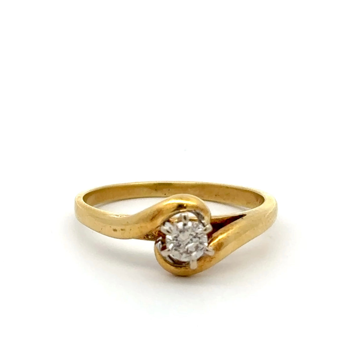 18ct Yellow Gold Bypass Solitaire Diamond Ring