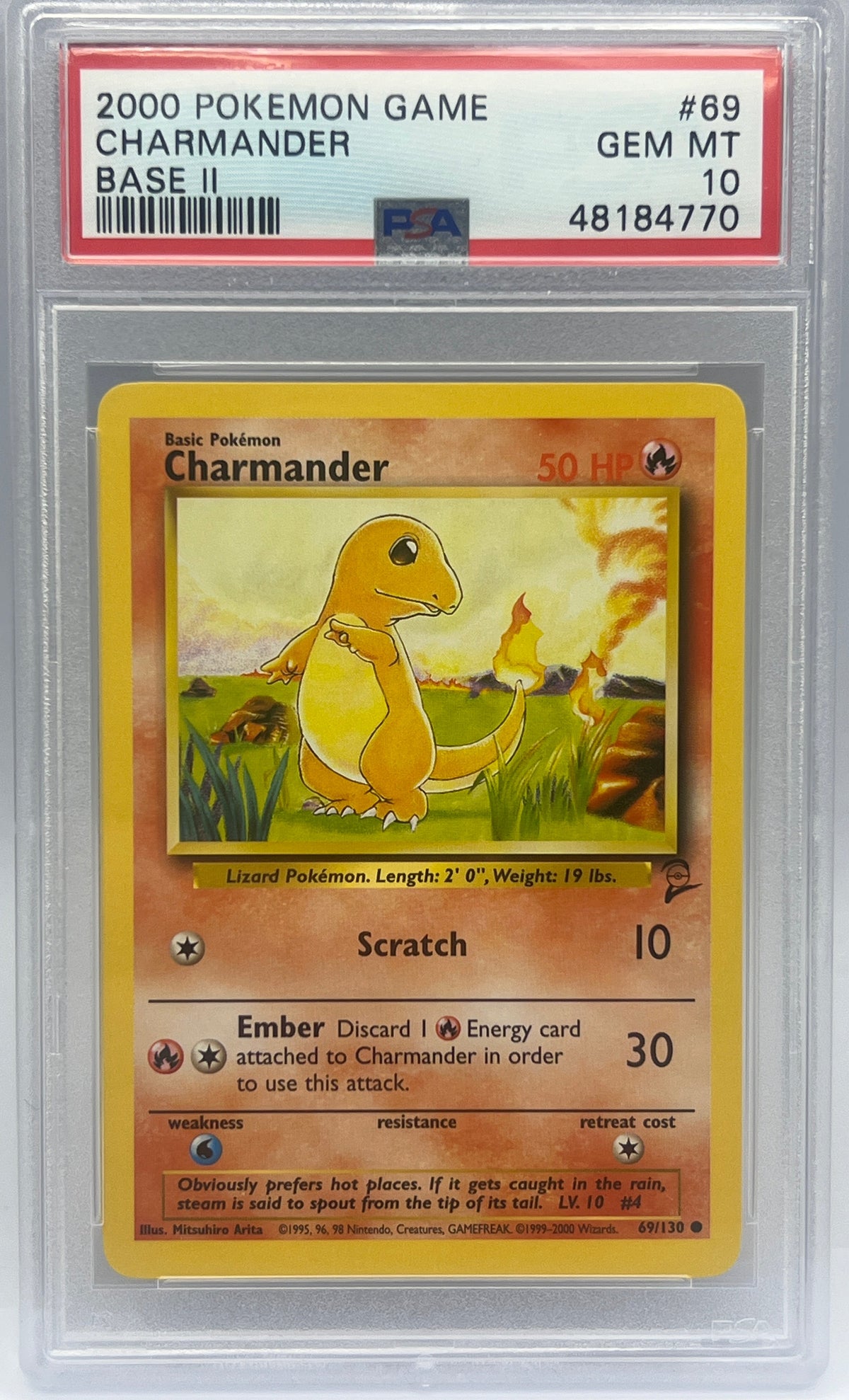 Pokémon-  Charmander 69/130 Base Set 2 PSA 10