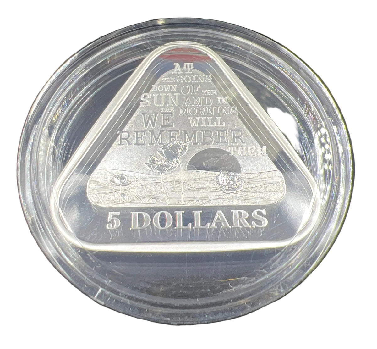 2014 $5 Silver Proof Triangular Coin -Lest We Forget Remembrance Coin