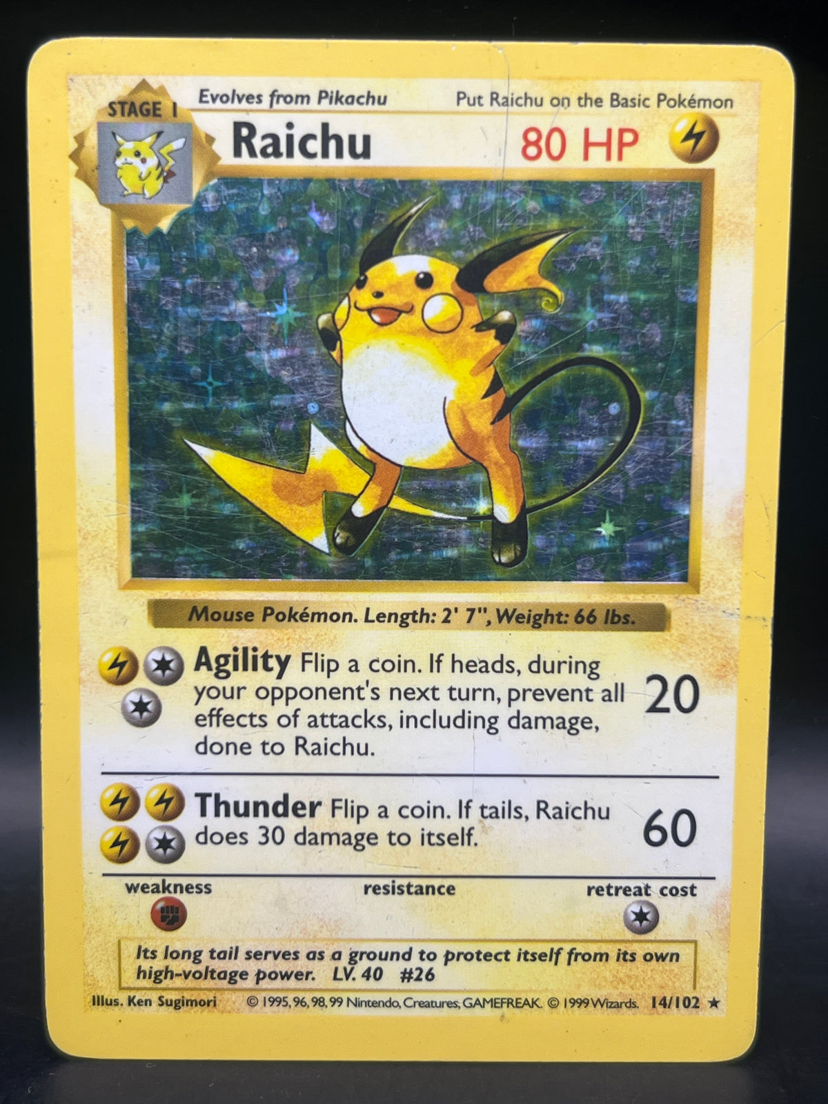 Raichu 14/102 Holo Shadowless Base Set