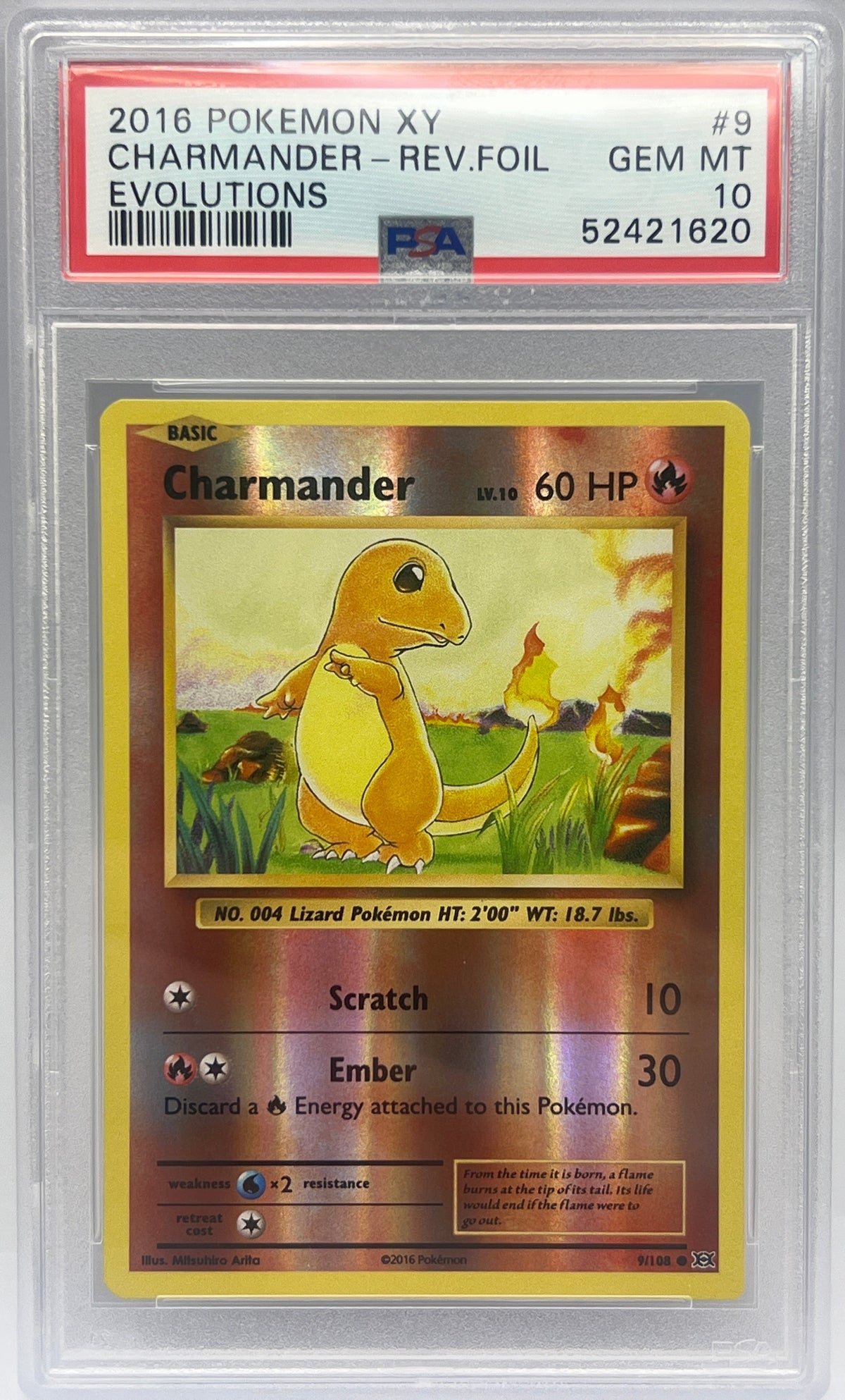 Pokémon - Charmander 9/108 Rev Holo  XY Evolutions PSA 10