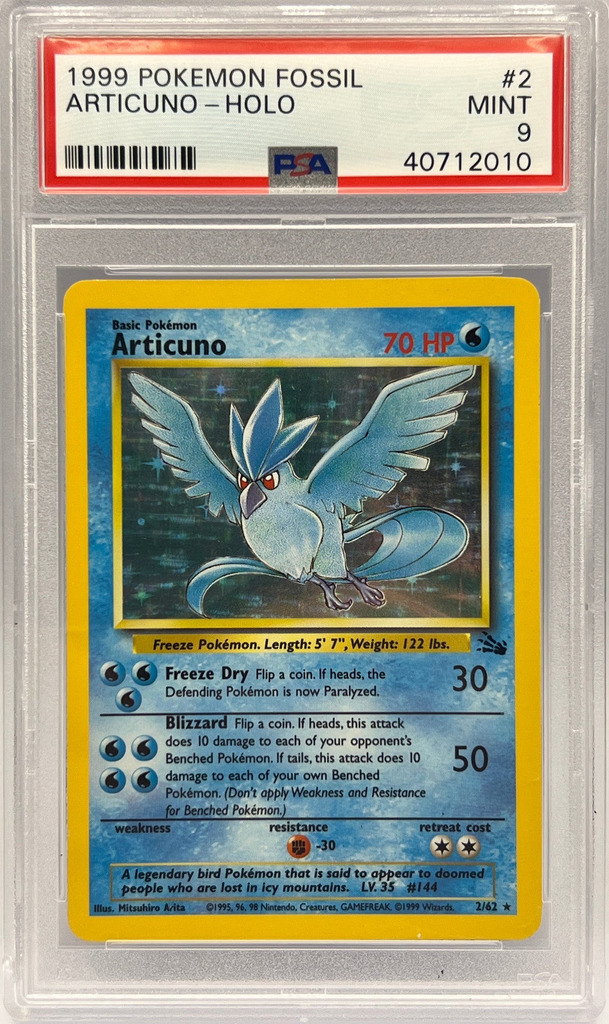 Pokémon - Articuno Holo 2/62 Fossil PSA 9