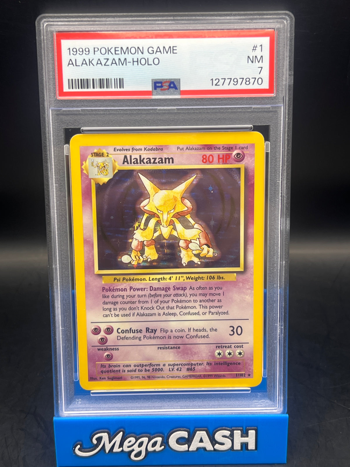 PSA 7 Alakazam Holo 1/102 Base set Unlimited