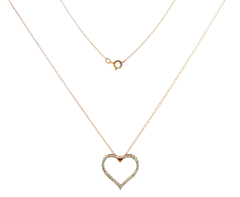10ct Yellow Gold Diamond Open Heart Pendant Necklace