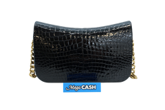 Saint Laurent Elise Shoulder Bag in Alligator-Embossed Patent Leather