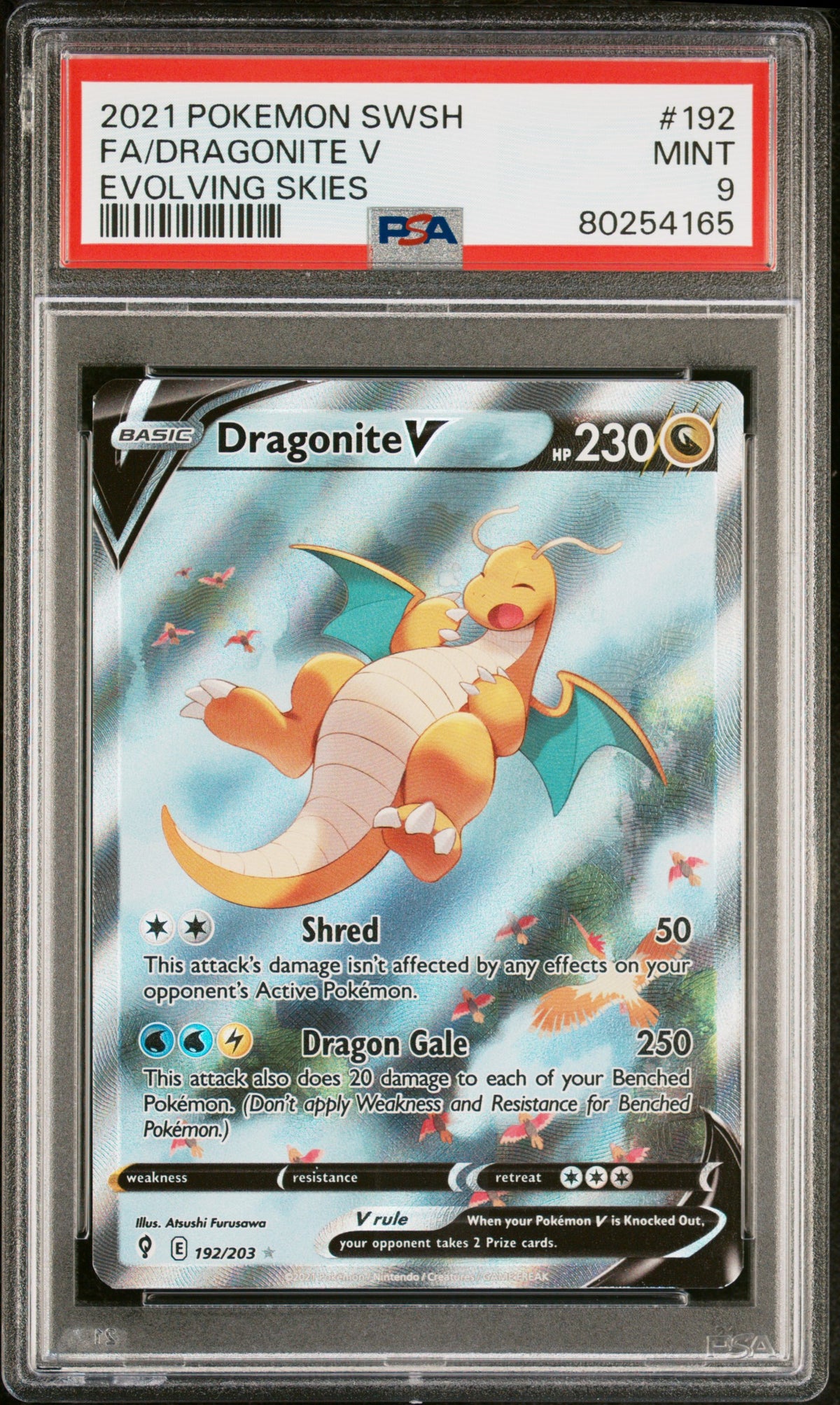 Pokemon - PSA 9 Dragonite V 192/203 Evolving Skies