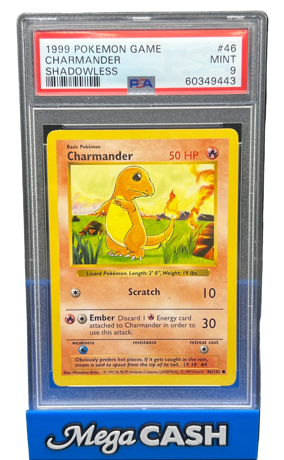 Pokémon - PSA 9 Charmander 46/102  Shadowless Base Set