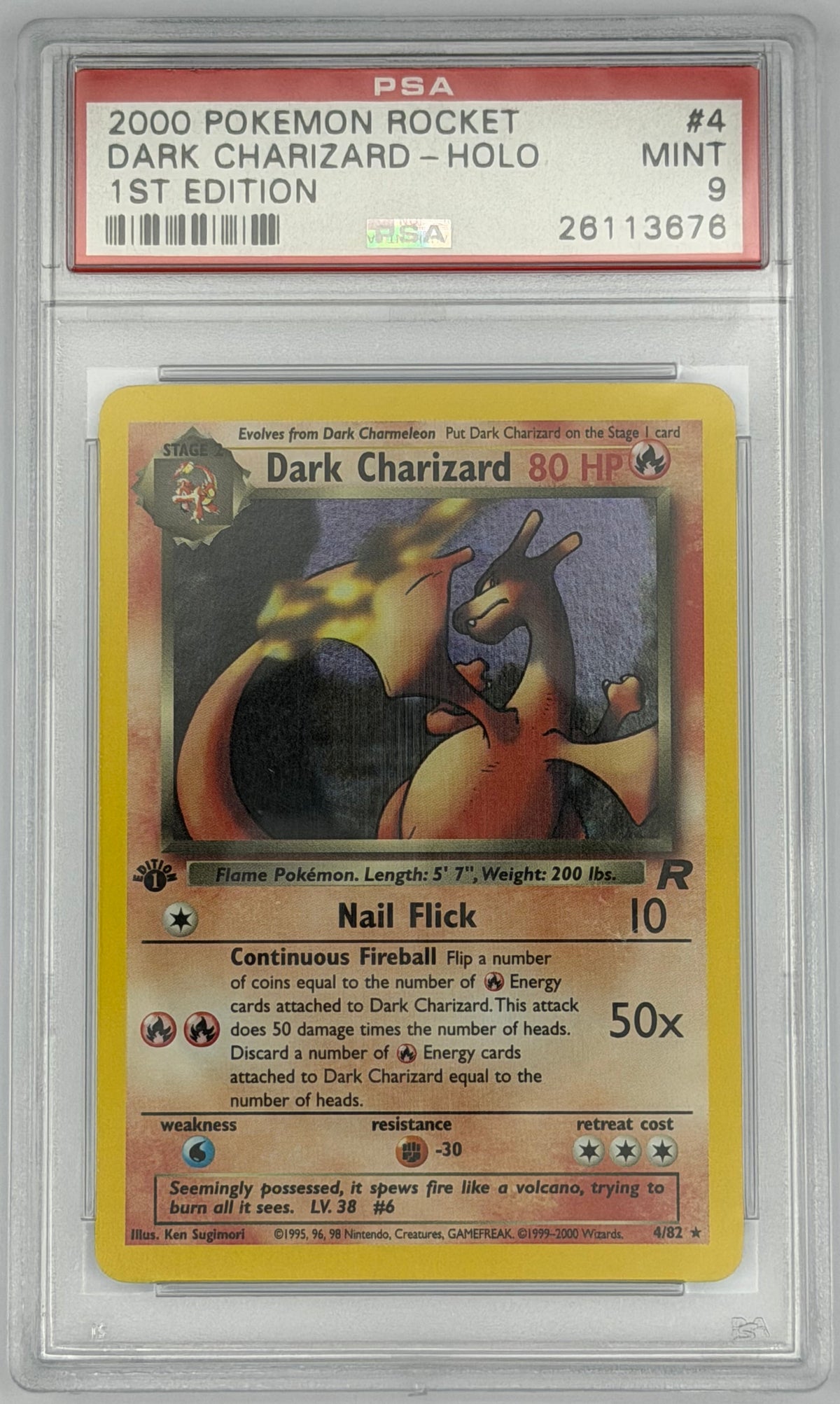 Pokemon - PSA 9 1st Edition Dark Charizard 4/82 Team Rocket