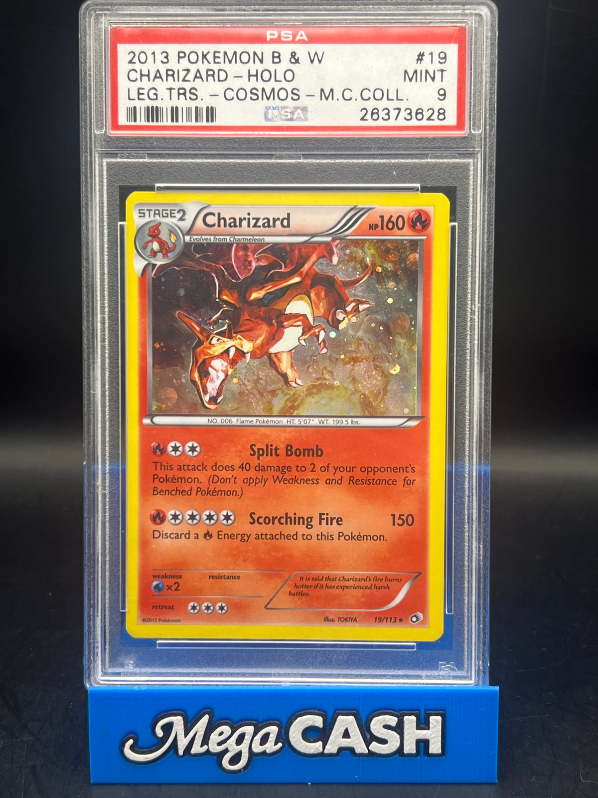 PSA 9 Charizard B&W 19/113 Cosmos Holo