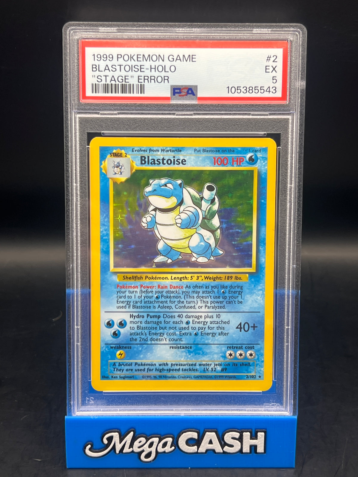 PSA 5 Blastoise Holo 2/102 Stage Error