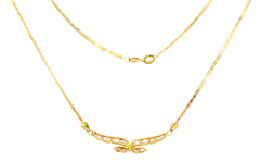 14ct Yellow Gold Diamond Butterfly Motif Chain Necklace