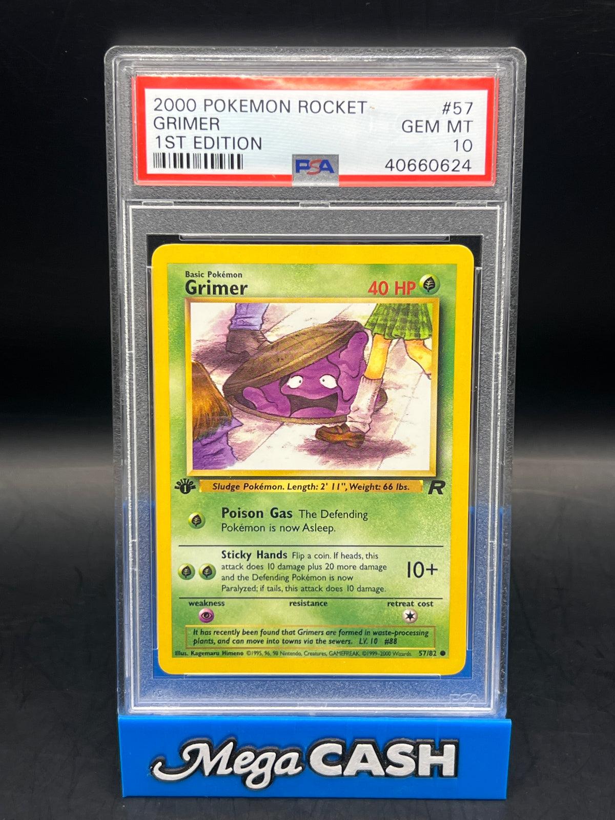 PSA 10 Grimer 57/82 1ST Edition Rocket
