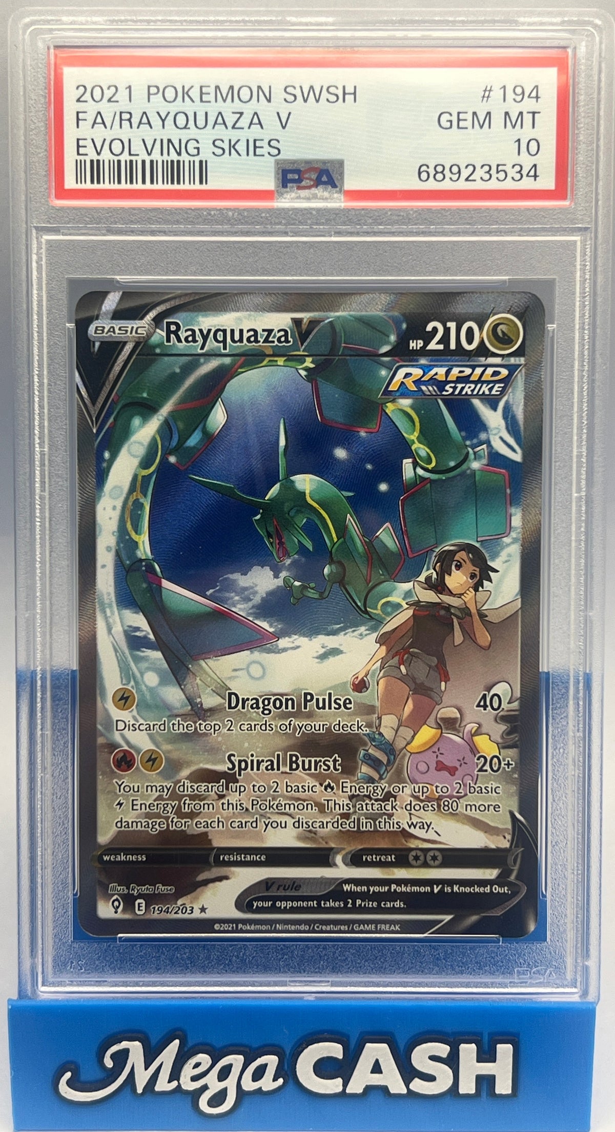 Pokemon PSA 10 Rayquaza V 194/203 Evoving Skies