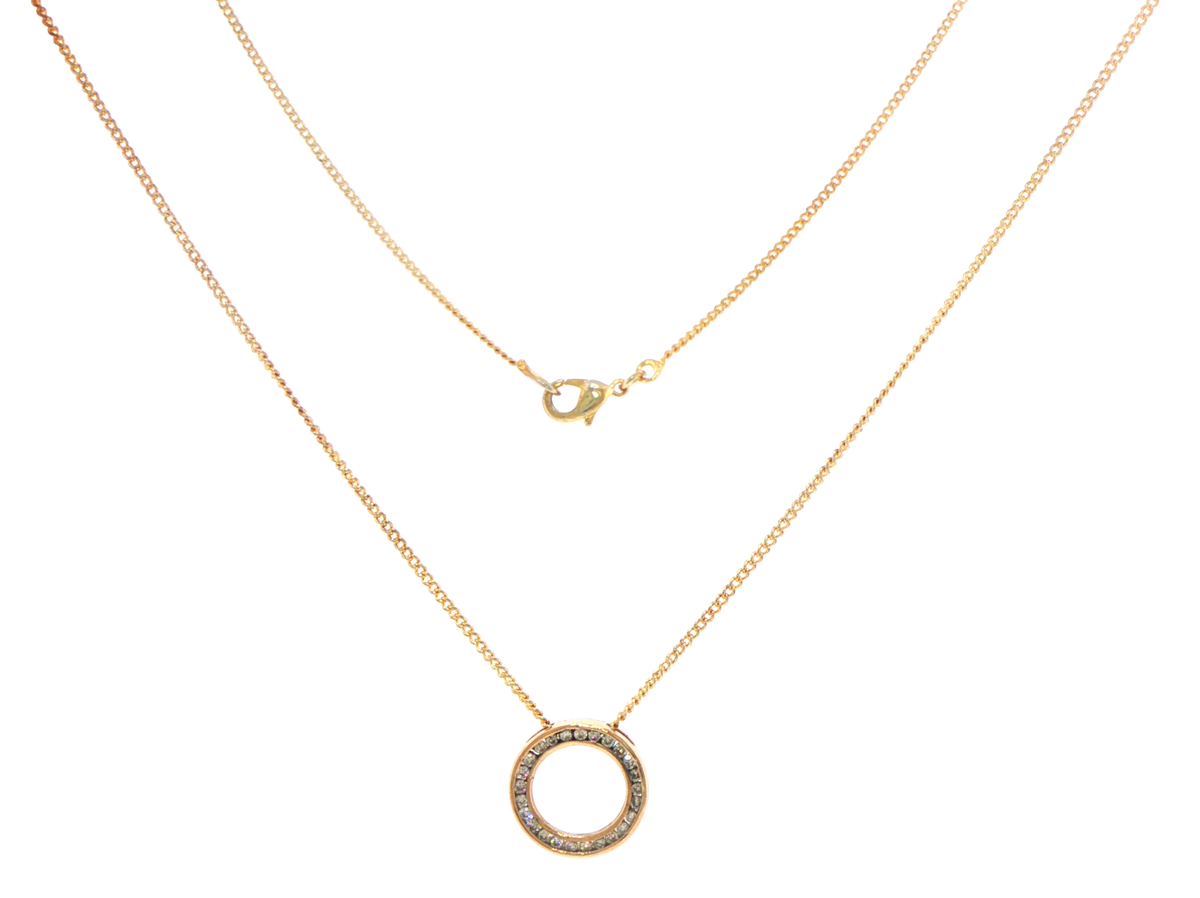 9ct Yellow Gold Diamond Open Circle Pendant Necklace