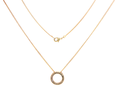 9ct Yellow Gold Diamond Open Circle Pendant Necklace