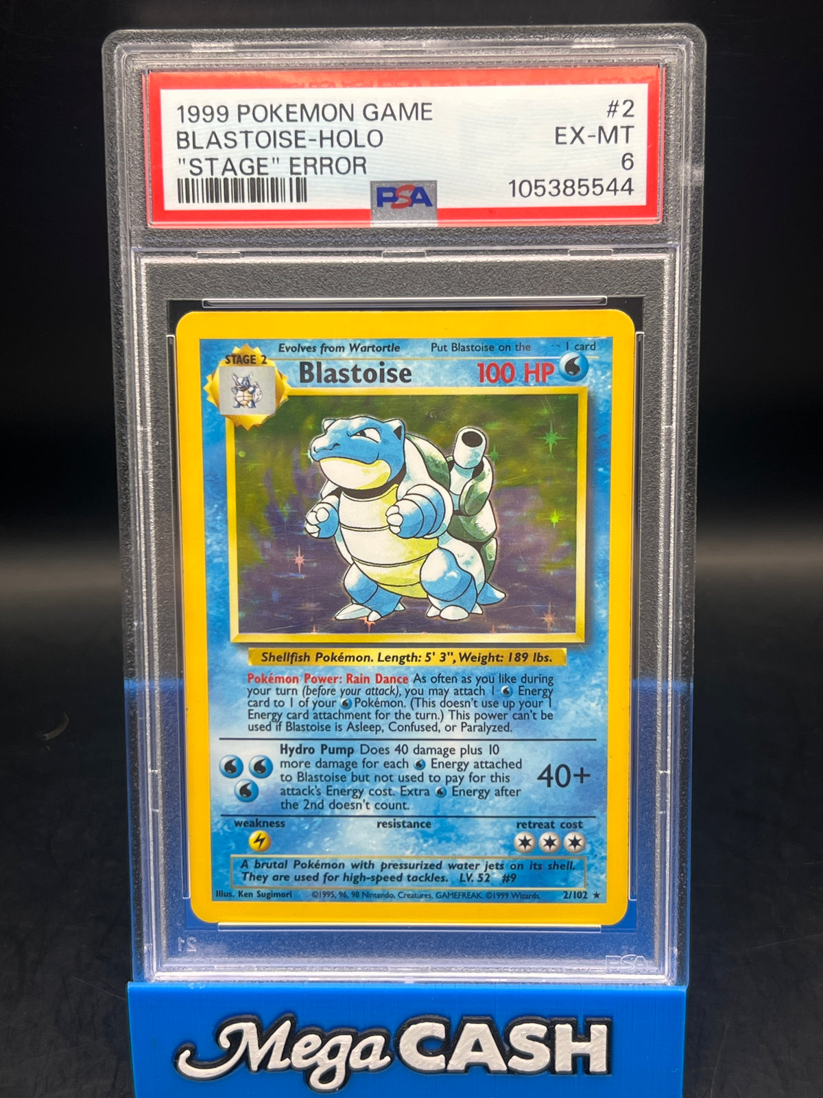 PSA 6 Blastoise Holo 2/102 Stage Error