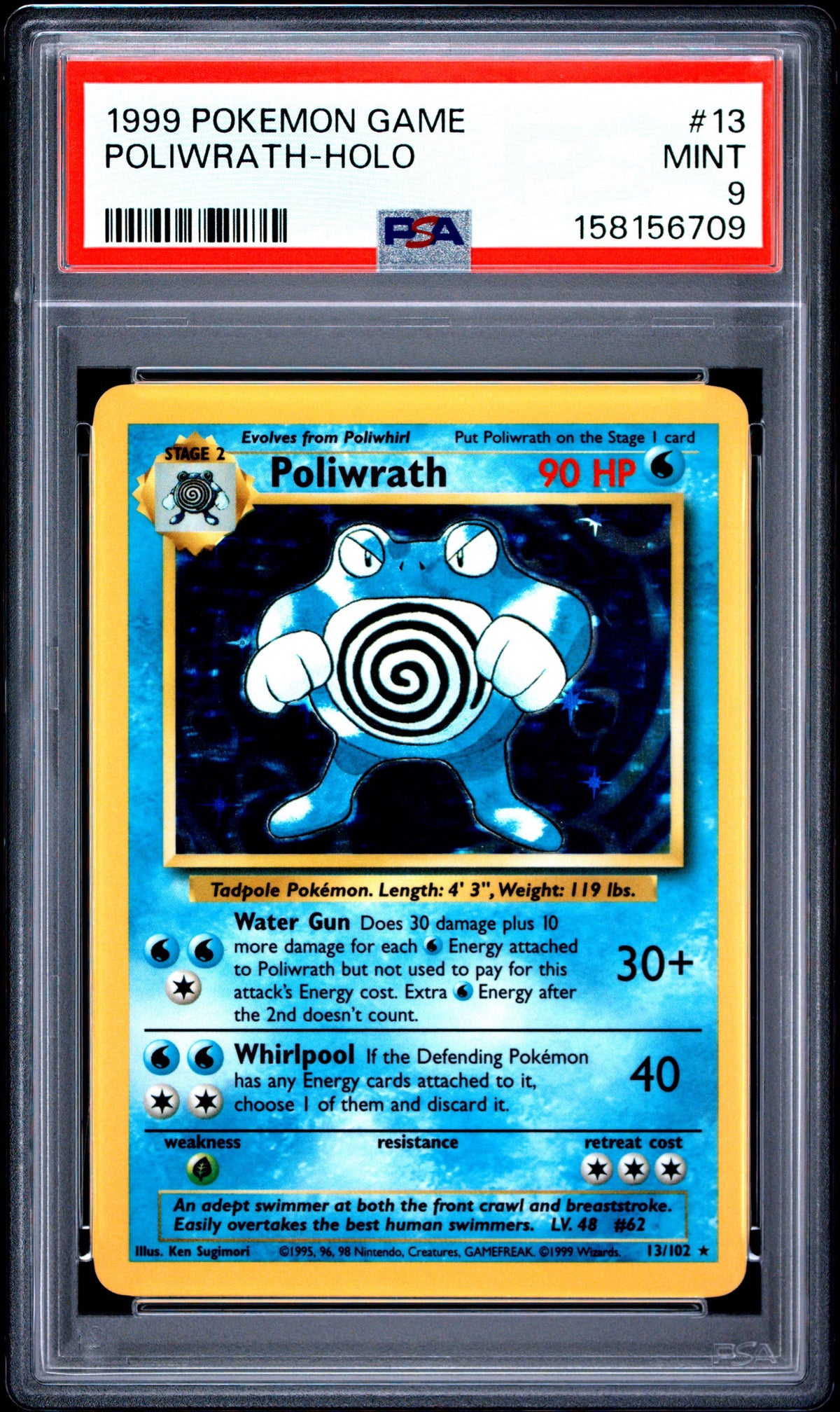 Pokemon PSA 9 Poliwrath Holo 13/102