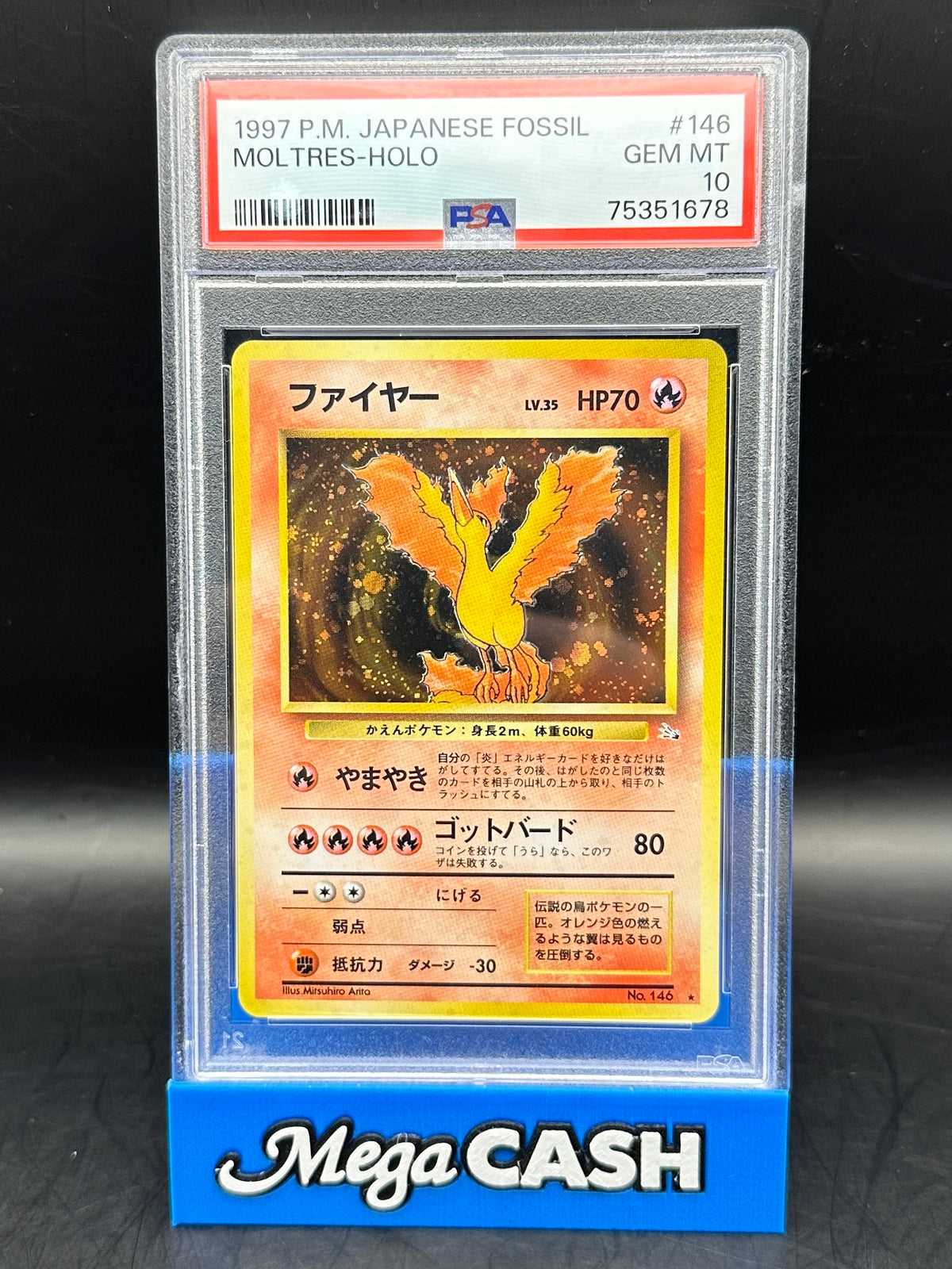 PSA 10 Moltres Holo - Japanese Fossil