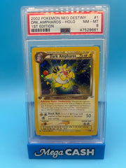 PSA 8 1ST EDITION DARK AMPHAROS 1/105