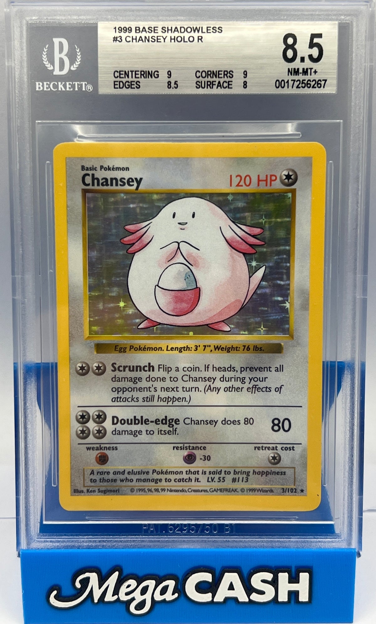 Pokémon - BGS 8.5 Shadowless Chansey 3/102 Base Set