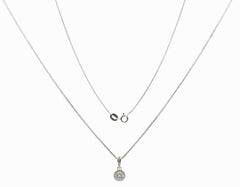 18ct White Gold Round Diamond Halo Pendant Necklace