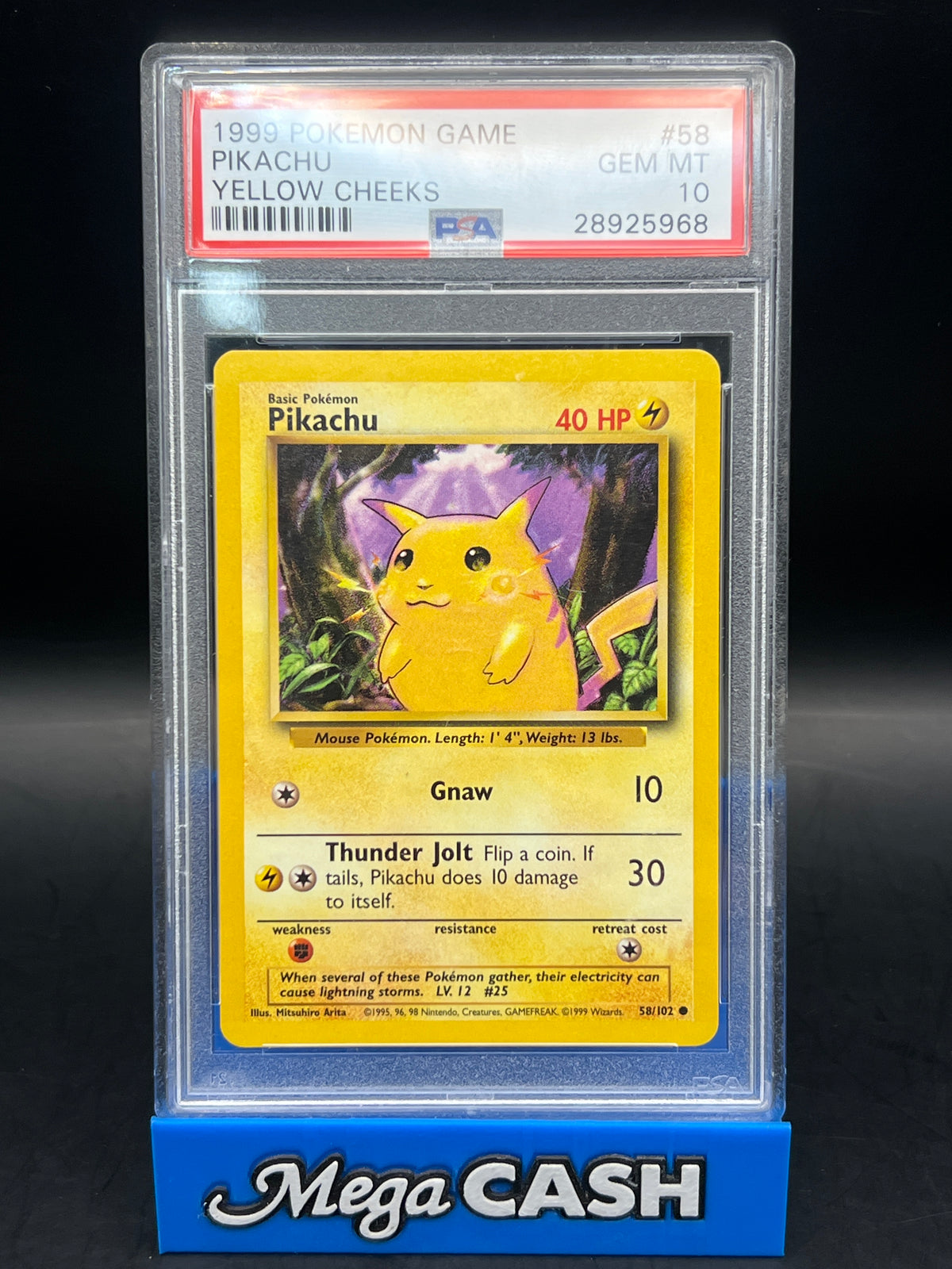 PSA 10 Pikachu Yellow Cheeks 58/102 Base Set