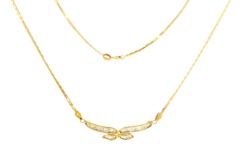 14ct Yellow Gold Diamond Butterfly Motif Chain Necklace