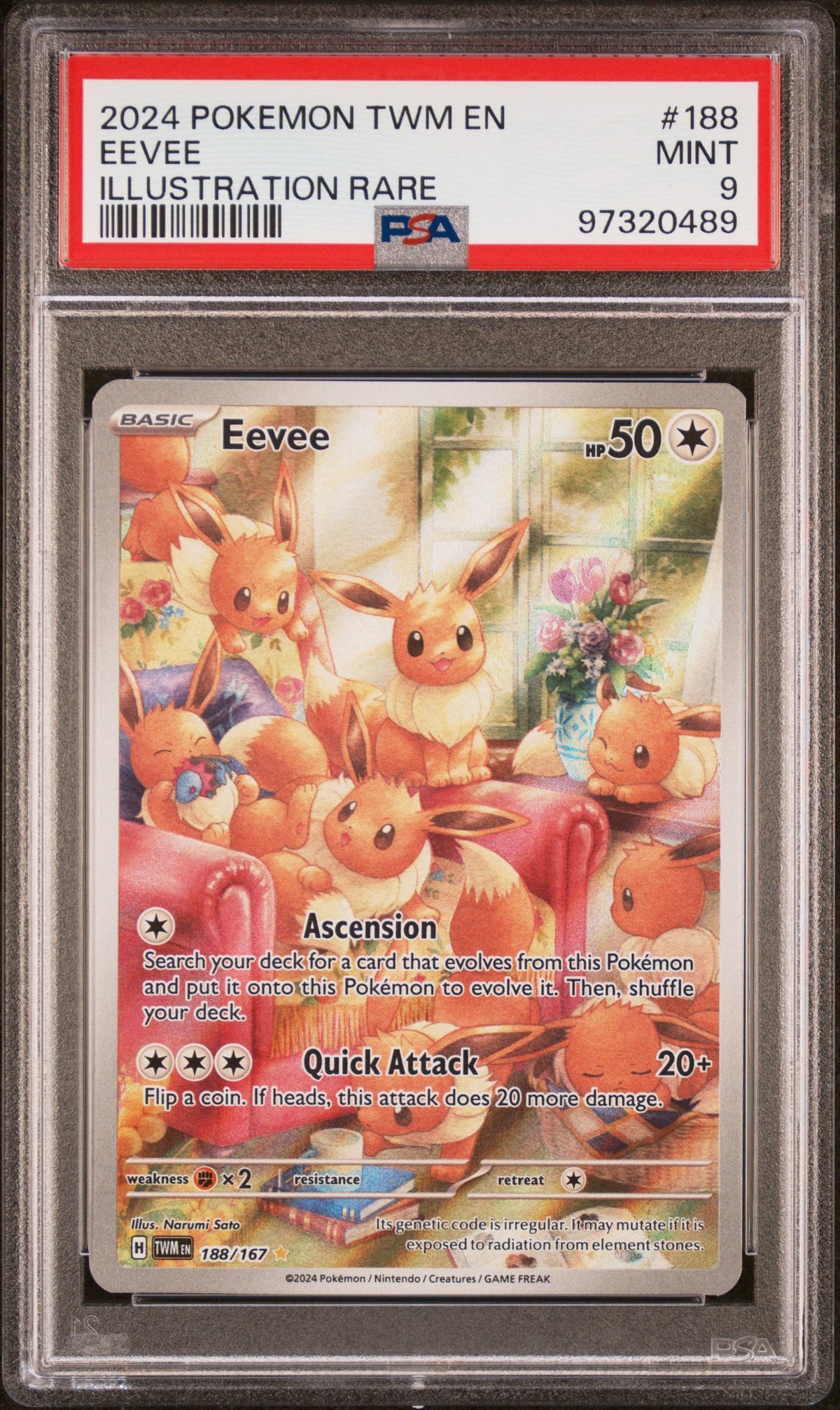 Pokemon - PSA 9 Eevee 188/167 Twilight Masquerade