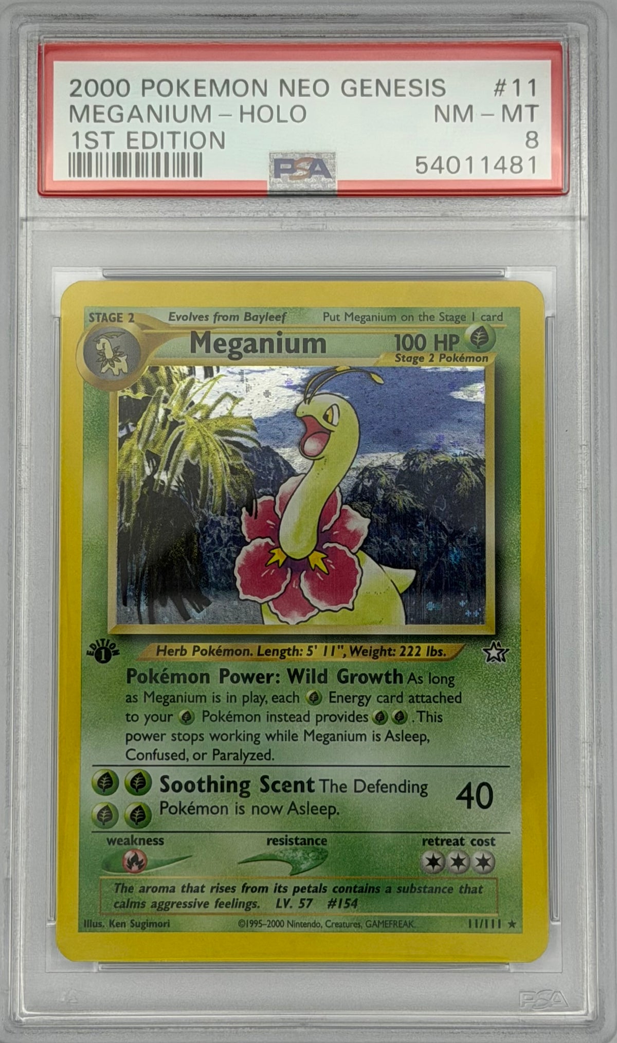 Pokemon PSA 8 Meganium 11/111 Holo 1st Edition Neo Genesis