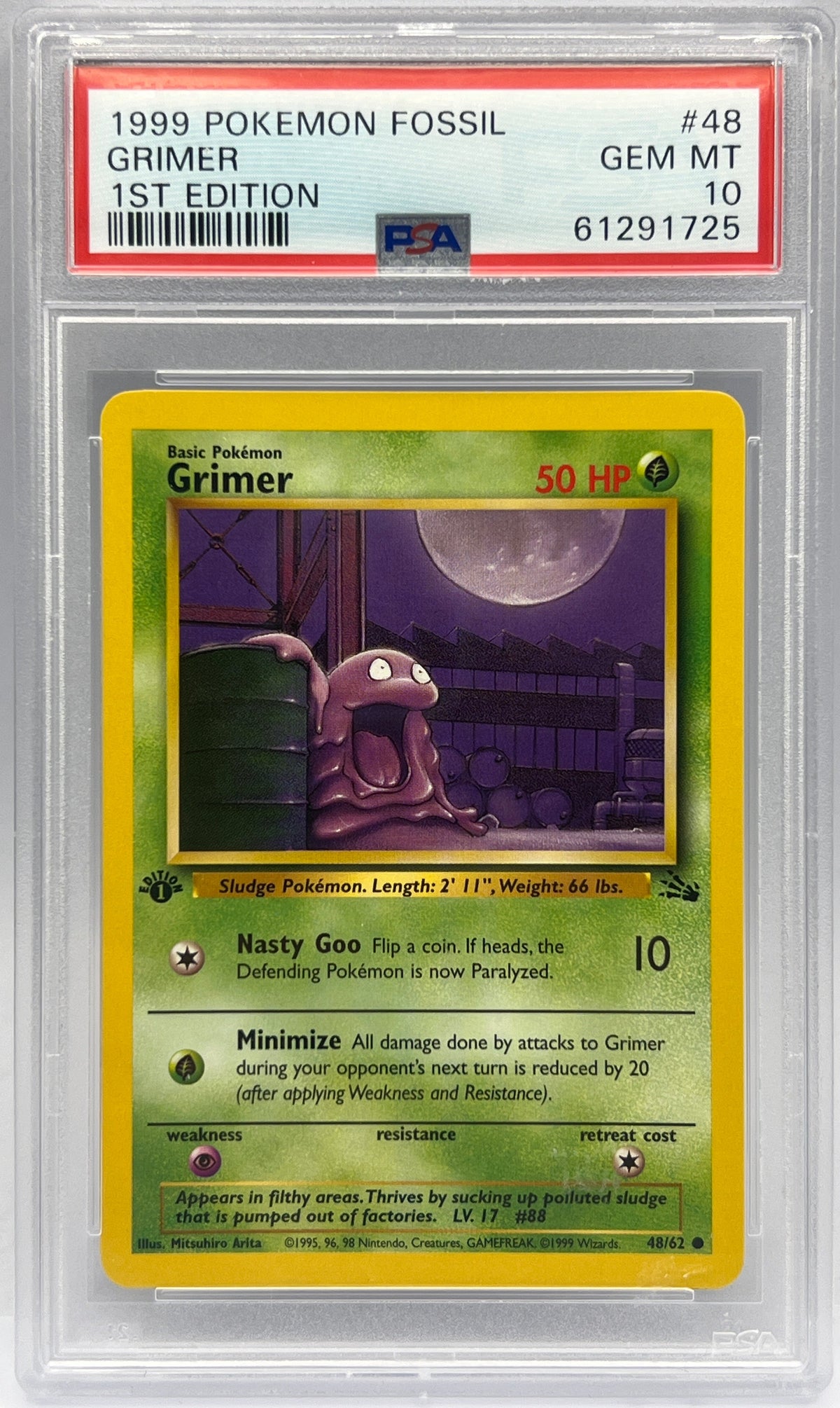 Pokémon - Grimer 48/62 1ST Edition Fossil PSA 10