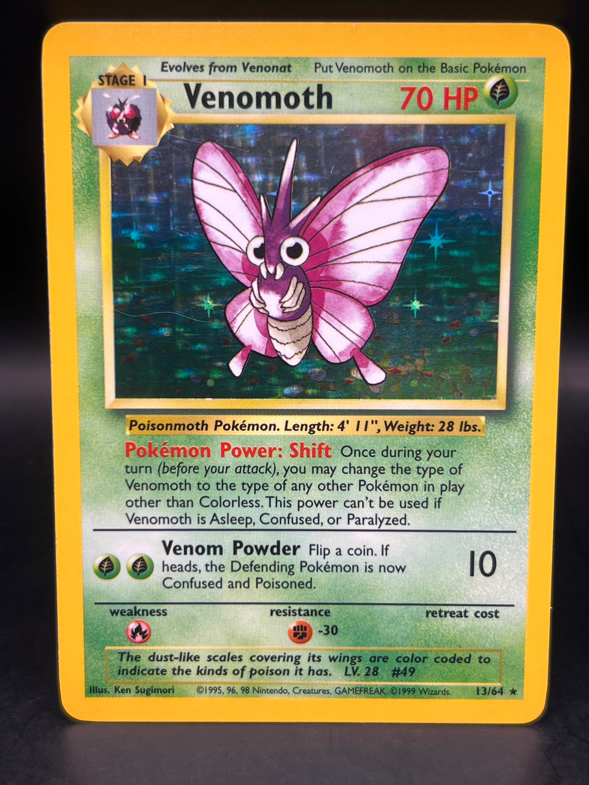 Venomoth 13/64 Holo No Symbol Error Jungle