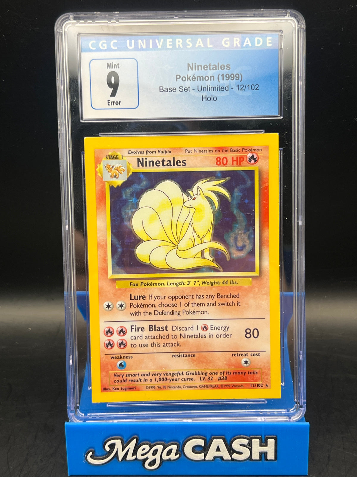CGC 9 Ninetails Holo 12/102 Straight Cut Error Base Set