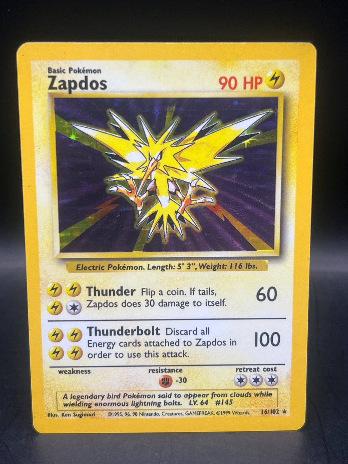 Zapdos Holo 16/102 Base Set Unlimited