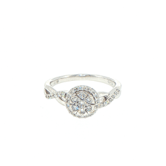 9ct Diamond Cluster Twist Shank Ring in White Gold - Mega Cash Sydney