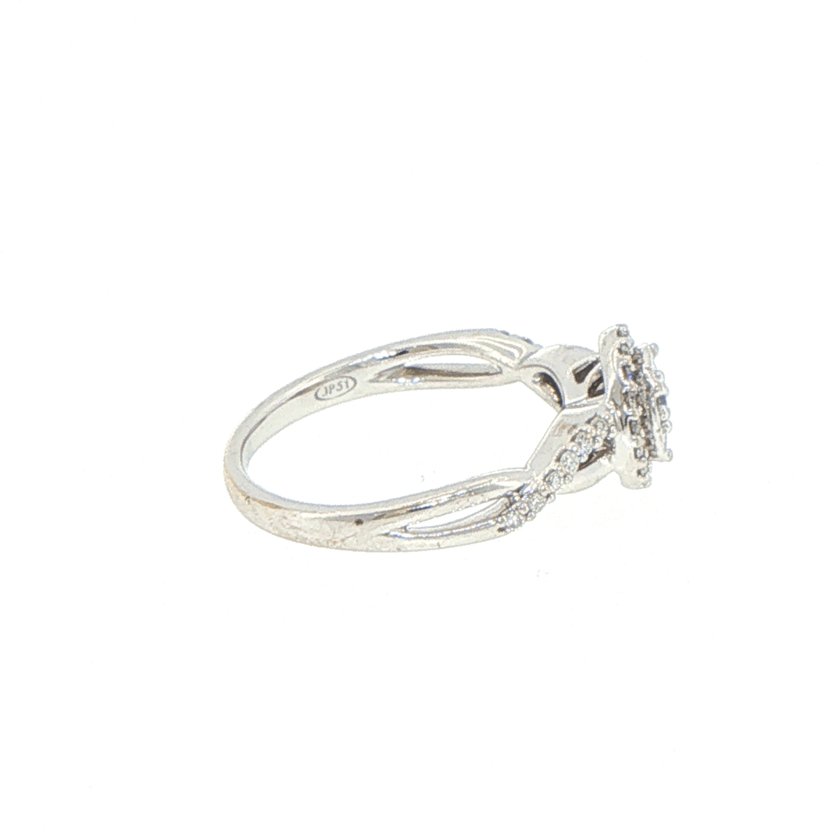 9ct Diamond Cluster Twist Shank Ring in White Gold - Mega Cash Sydney