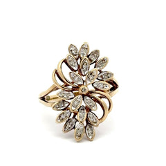 9ct Diamond Floral Cluster Cocktail Ring in Yellow Gold - Mega Cash Sydney