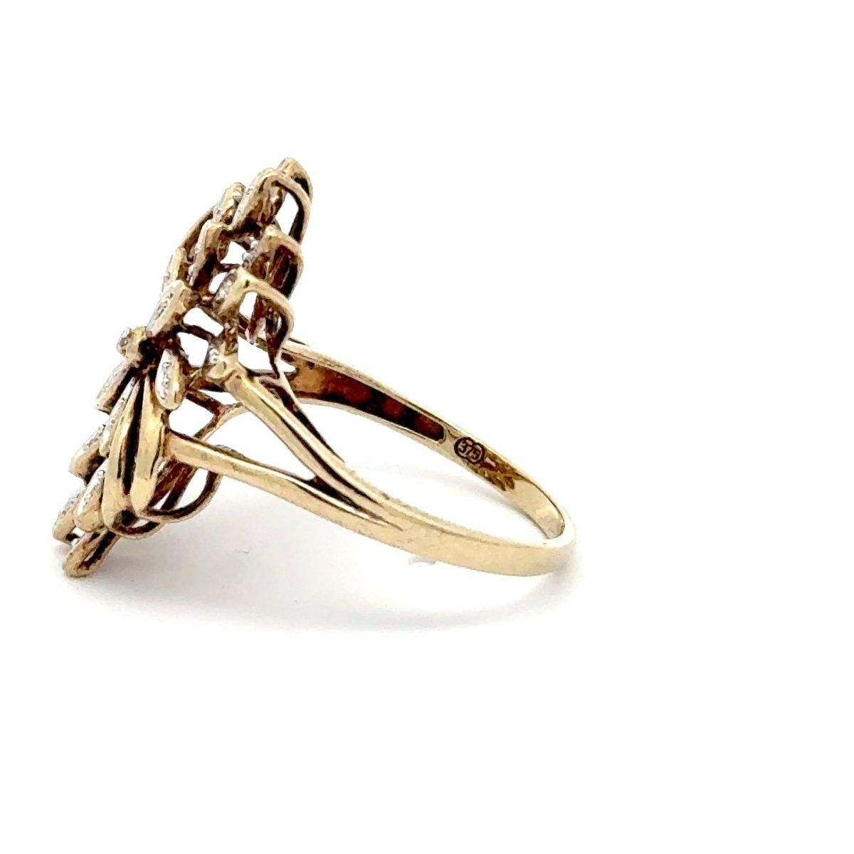 9ct Diamond Floral Cluster Cocktail Ring in Yellow Gold - Mega Cash Sydney