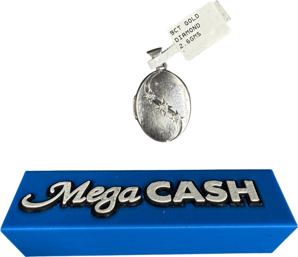 9ct Diamond Oval Locket Pendant 2.6gms - Mega Cash Sydney