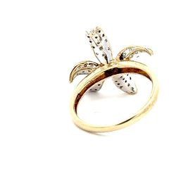 9ct Diamond Pave Floral Cocktail Ring in Yellow Gold - Mega Cash Sydney