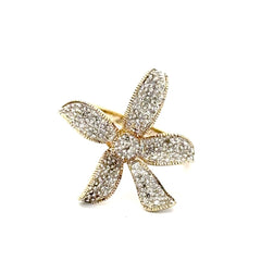 9ct Diamond Pave Floral Cocktail Ring in Yellow Gold - Mega Cash Sydney