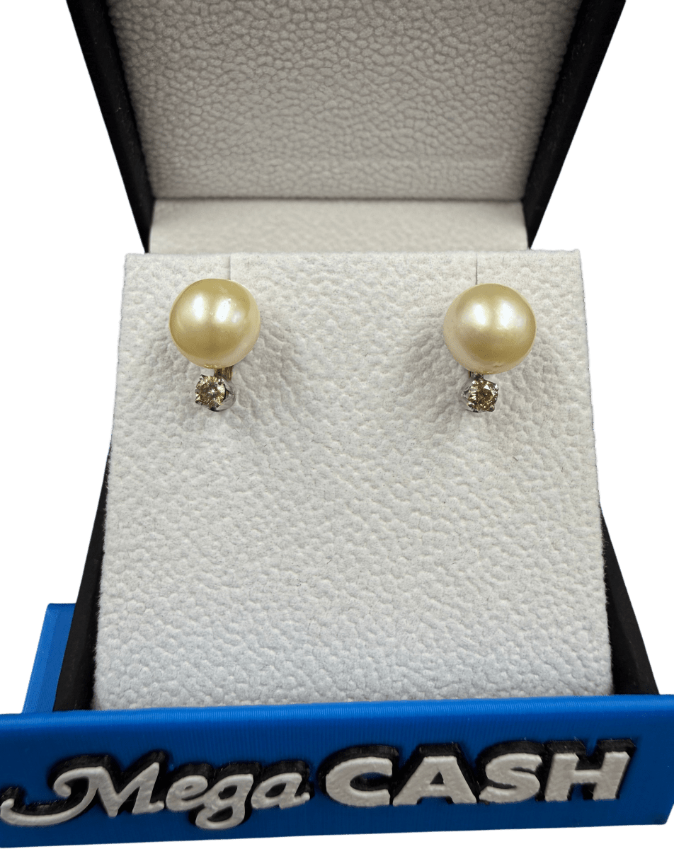 9ct Diamond & Pearl Earrings 3.4gms - Mega Cash Sydney