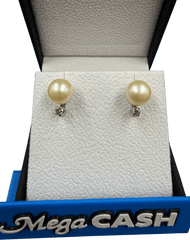 9ct Diamond & Pearl Earrings 3.4gms - Mega Cash Sydney