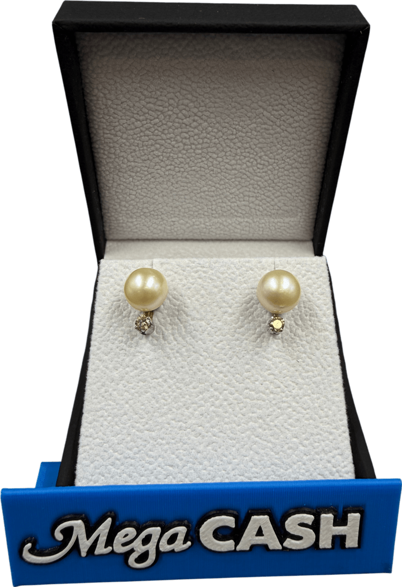 9ct Diamond & Pearl Earrings 3.4gms - Mega Cash Sydney