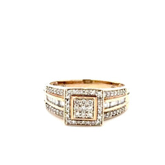 9ct Geometric Diamond Cluster Cocktail Ring in Yellow Gold - Mega Cash Sydney