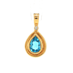 9ct Pear-Cut Blue Topaz Teardrop Pendant in Yellow Gold - Mega Cash Sydney