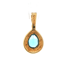 9ct Pear-Cut Blue Topaz Teardrop Pendant in Yellow Gold - Mega Cash Sydney
