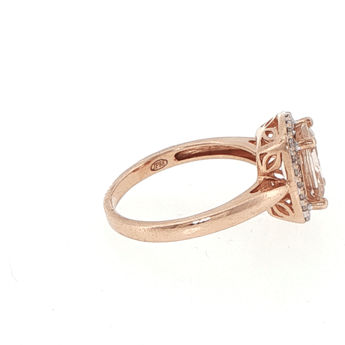 9ct Rose Gold Morganite and Diamond Halo Cocktail Ring - Mega Cash Sydney