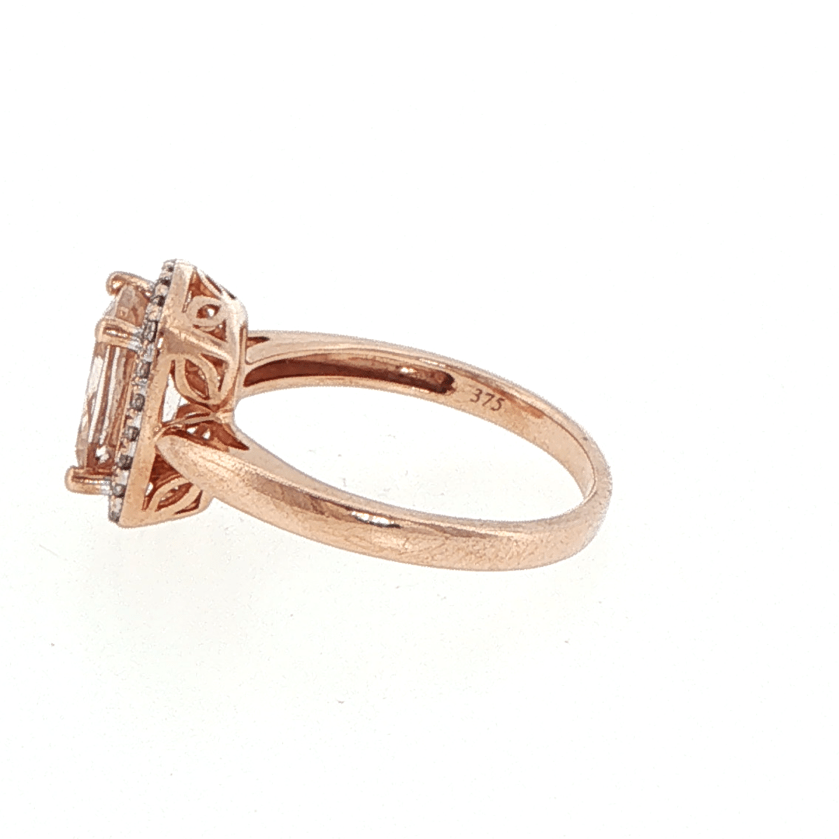 9ct Rose Gold Morganite and Diamond Halo Cocktail Ring - Mega Cash Sydney