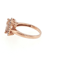 9ct Rose Gold Morganite and Diamond Halo Cocktail Ring - Mega Cash Sydney