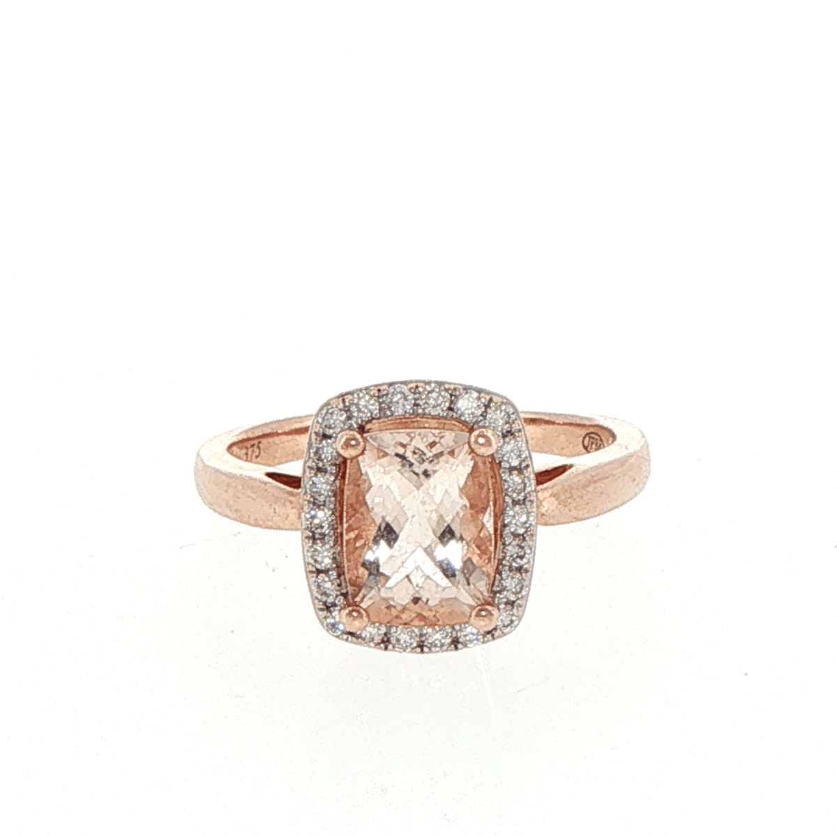 9ct Rose Gold Morganite and Diamond Halo Cocktail Ring - Mega Cash Sydney
